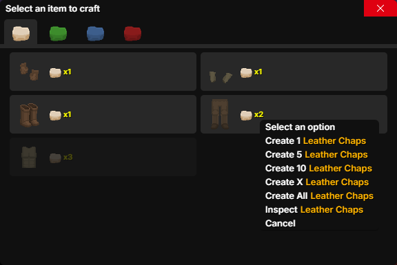 Crafting Table Menu Crafting Table Menu